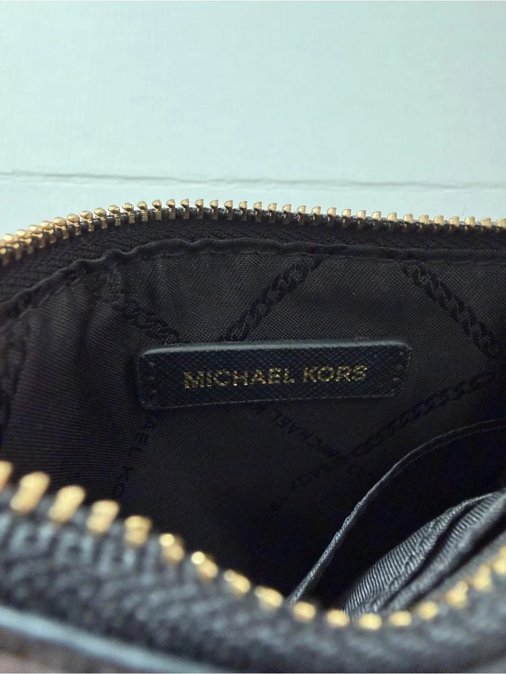 Michael Kors Black Leather Wristlet Card Case